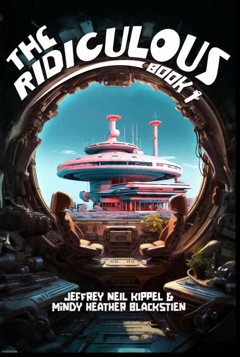 Cover for The Reidiculous featuring view of inside space ship cockpit looking out on outerspace type setting with spaceshiop like builiding structure