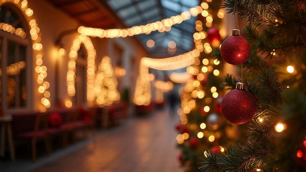 Eye-level view of a beautifully decorated holiday event space