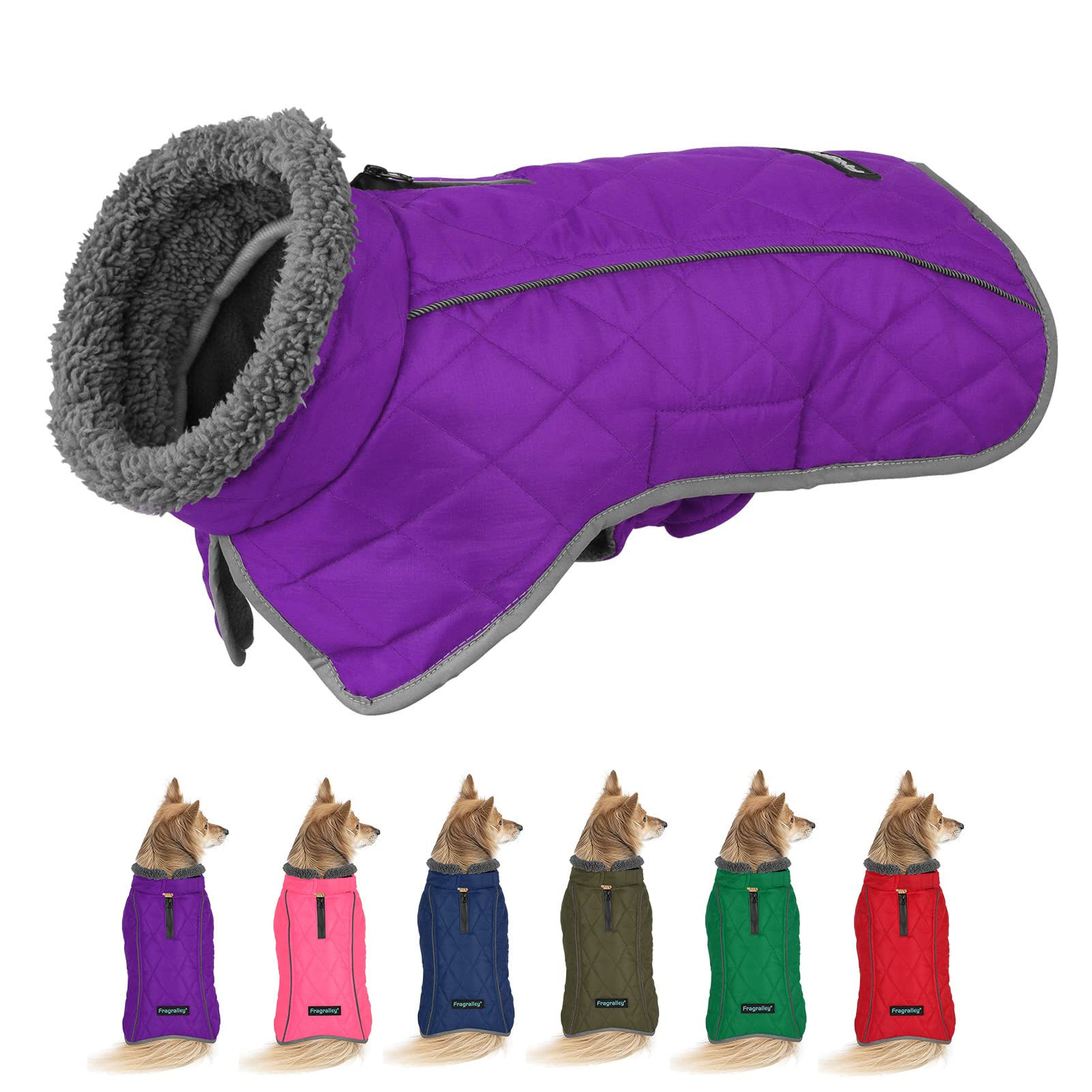 Fragralley Dog Winter Coat Jacket Windproof Dog Coat Adjustable Dog Jackets for