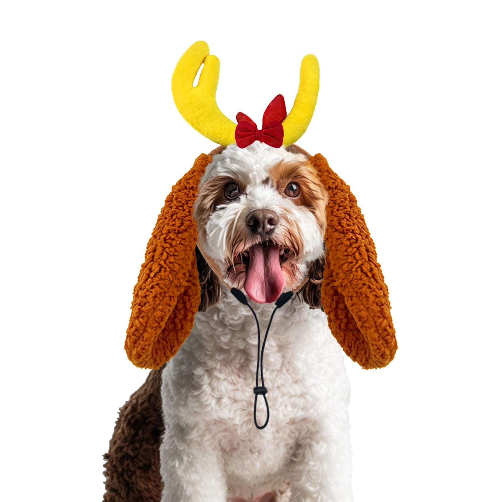 Antler Dog Headband with Dog Ears Deer Horn Dog Headpiece Dog Costume Accessorie