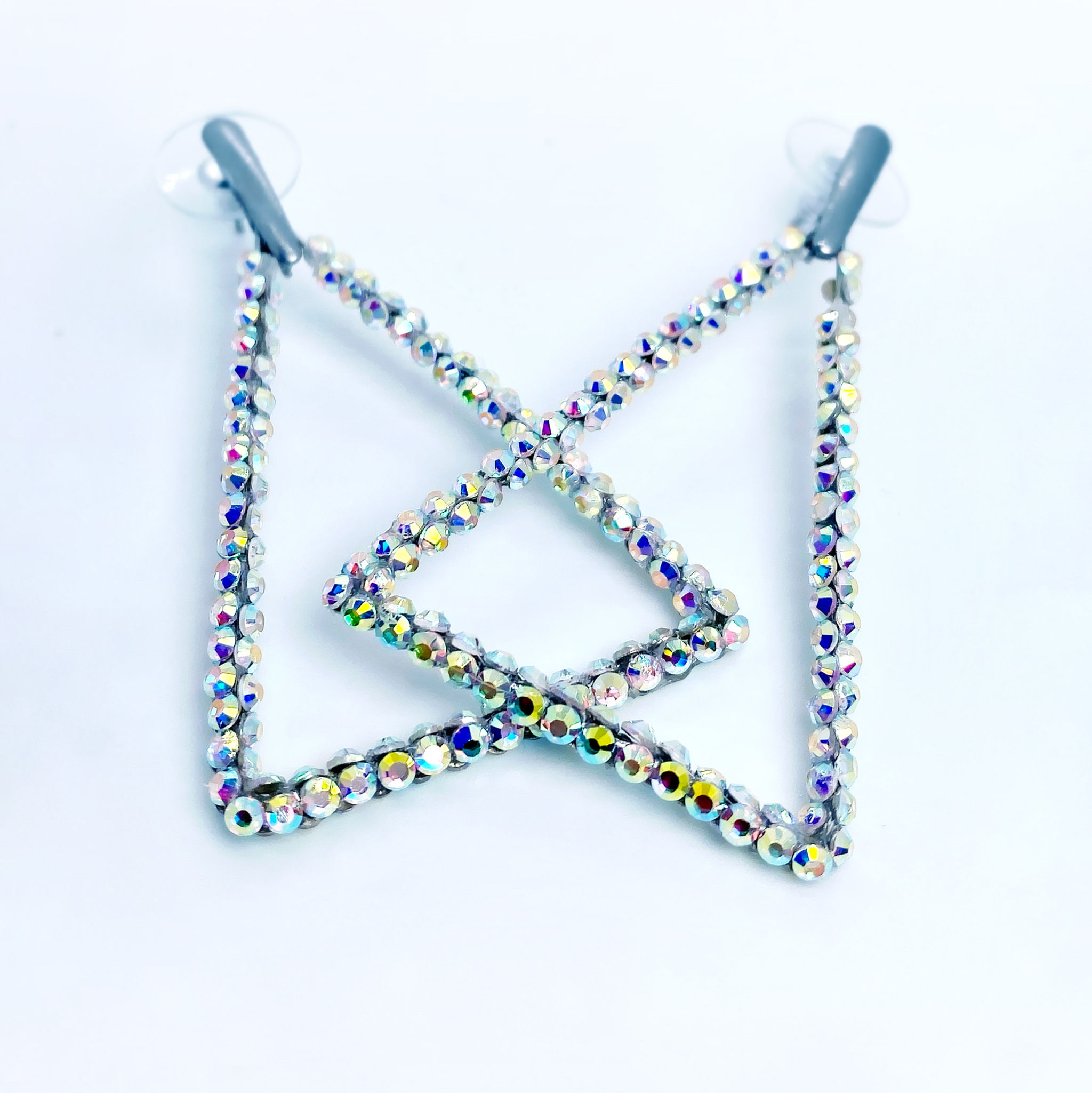 Slender Triangle AB Rhinestone Earrings