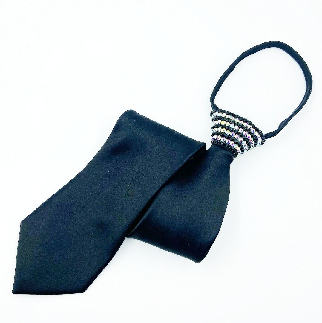 Black Tie with AB & Black Rhinestone Knot