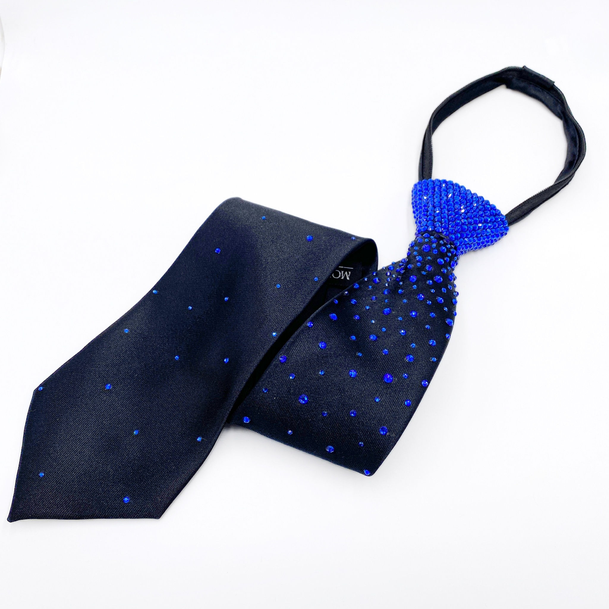 Black Tie with Blue/Sapphire Rhinestones