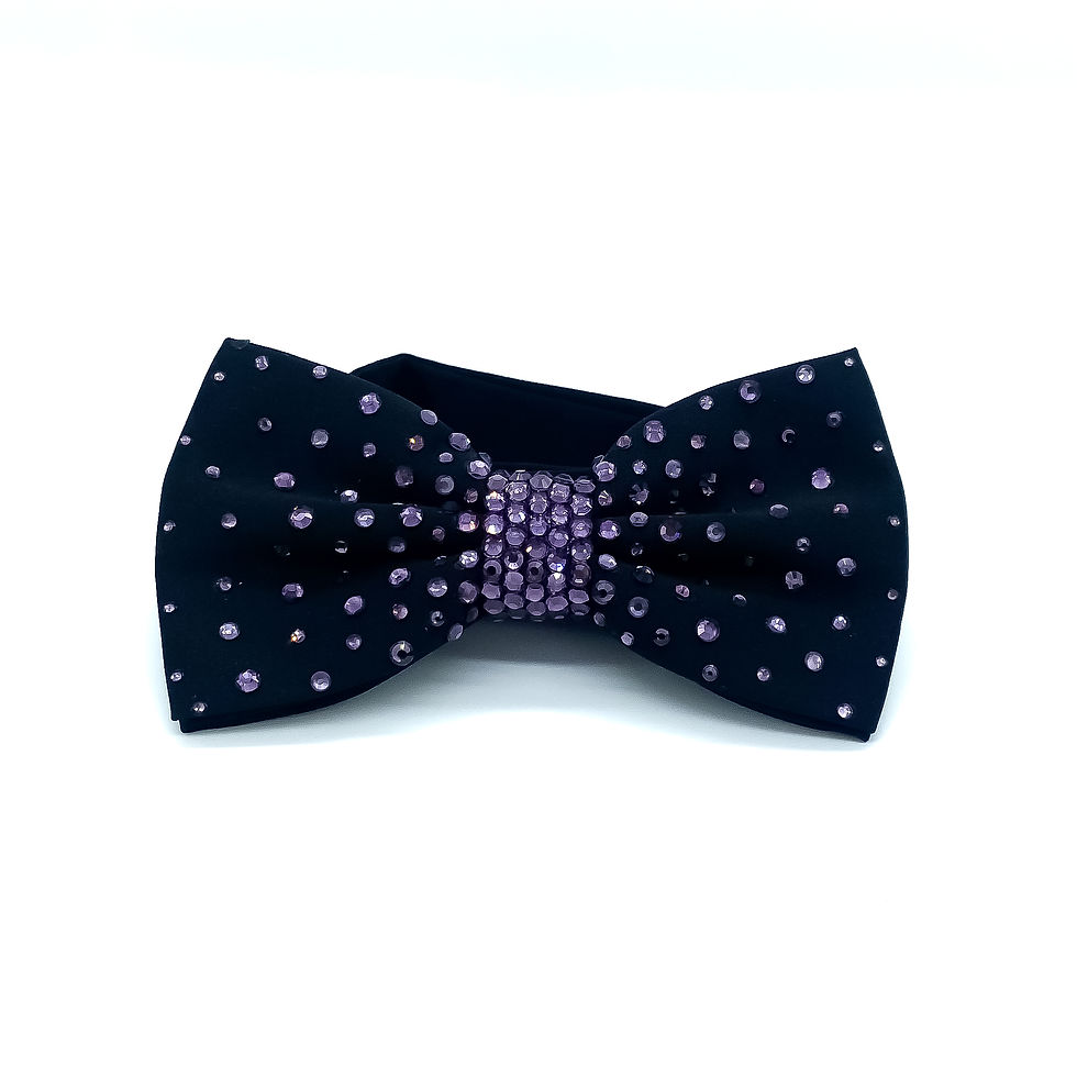 Black Bow Tie with Purple/Tanzanite Rhinestones