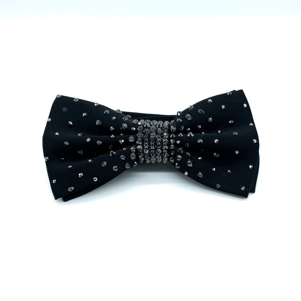 Black Bow Tie with Jet Hematite Rhinestones