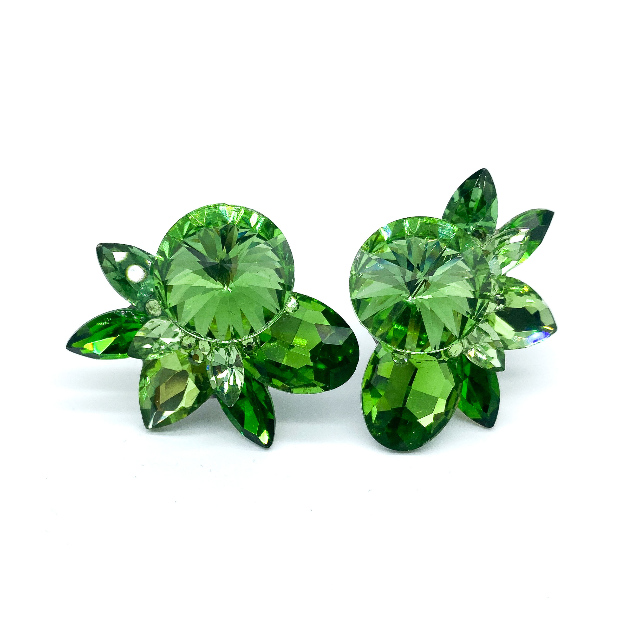 Light Green Rhinestone Earrings - Large
