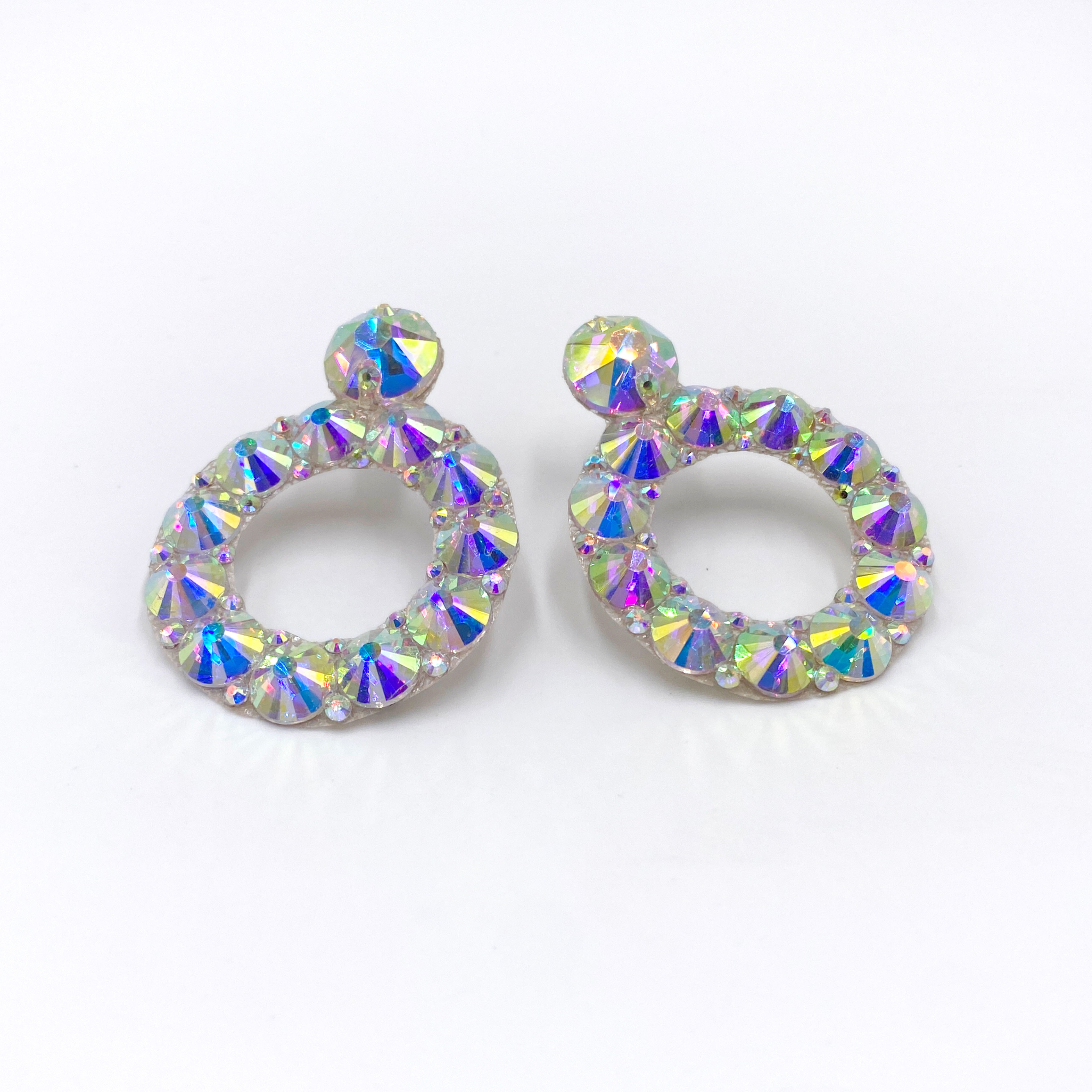 AB Circle Rhinestone Earrings