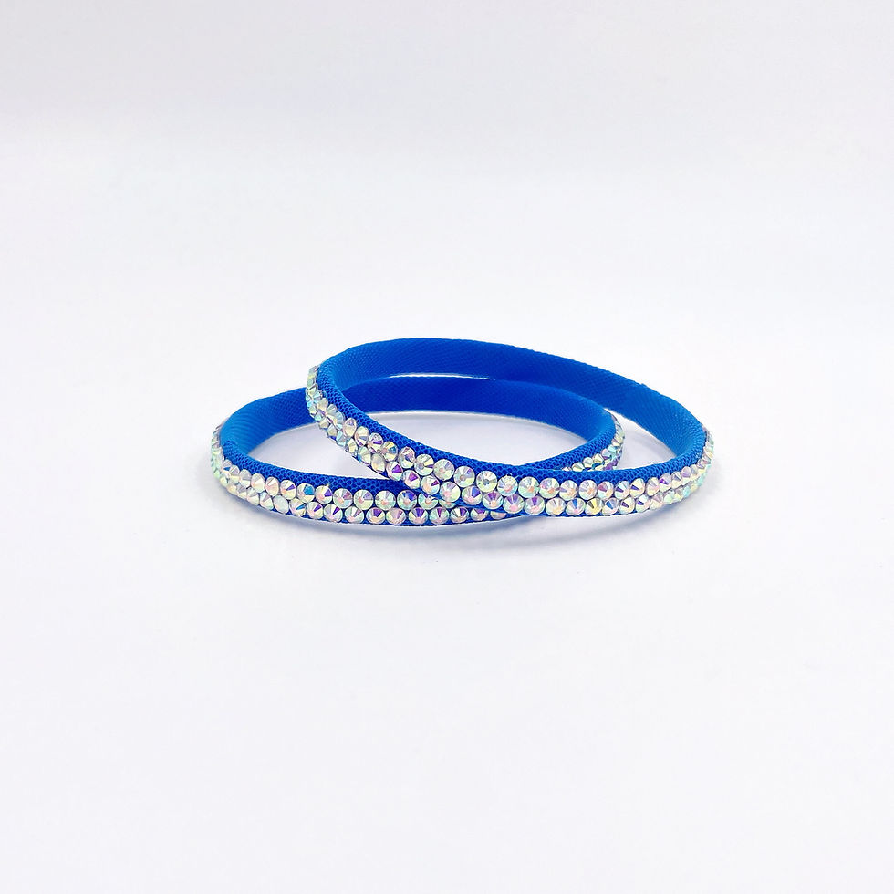 Thumbnail: Blue Bracelet with AB Rhinestones - Slender