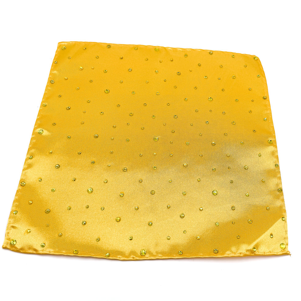 Thumbnail: Yellow Unfolded Pocket Square with Yellow Rhinestones