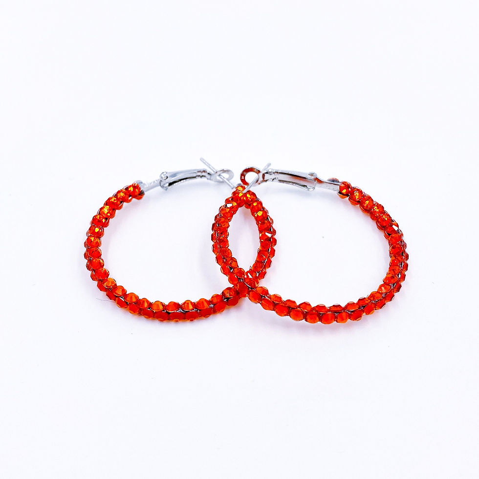 Thumbnail: Rhinestone Hoop Earrings - Medium