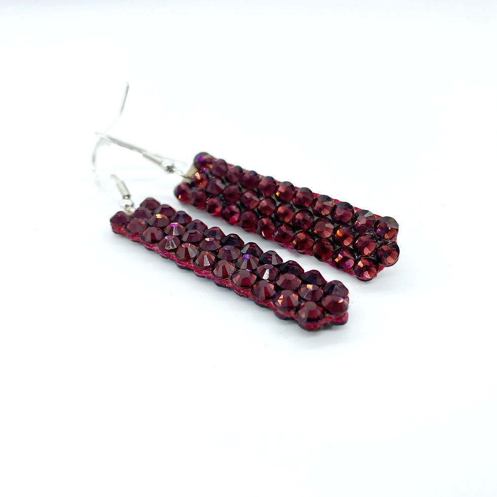 Thumbnail: Double-Sided Rhinestone Dangle Earrings - Multiple Colors