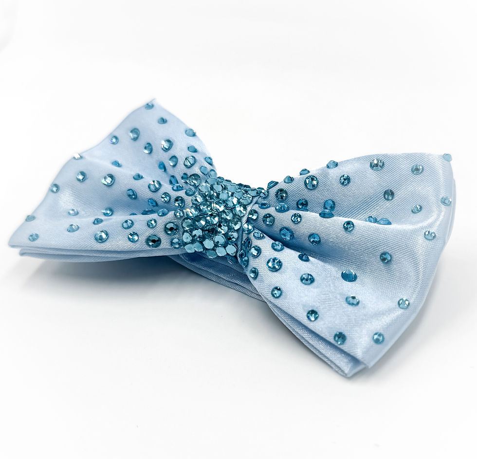 Thumbnail: Light Blue Bow Tie with Light Blue/Aquamarine Rhinestones