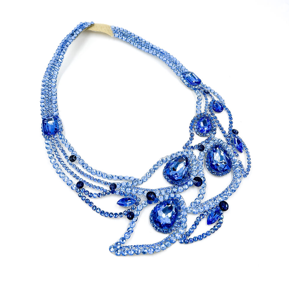 Thumbnail: Blue Leaves Rhinestone Necklace