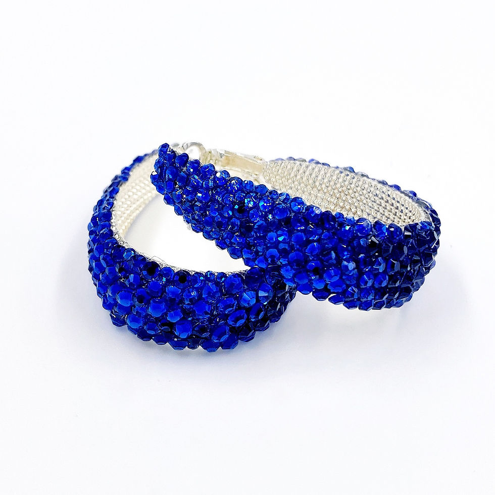 Thumbnail: Wide Ascending Rhinestone Hoop Earrings - Medium
