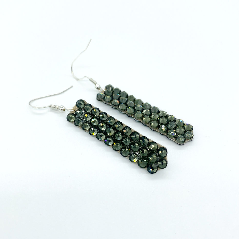 Thumbnail: Double-Sided Rhinestone Dangle Earrings - Multiple Colors