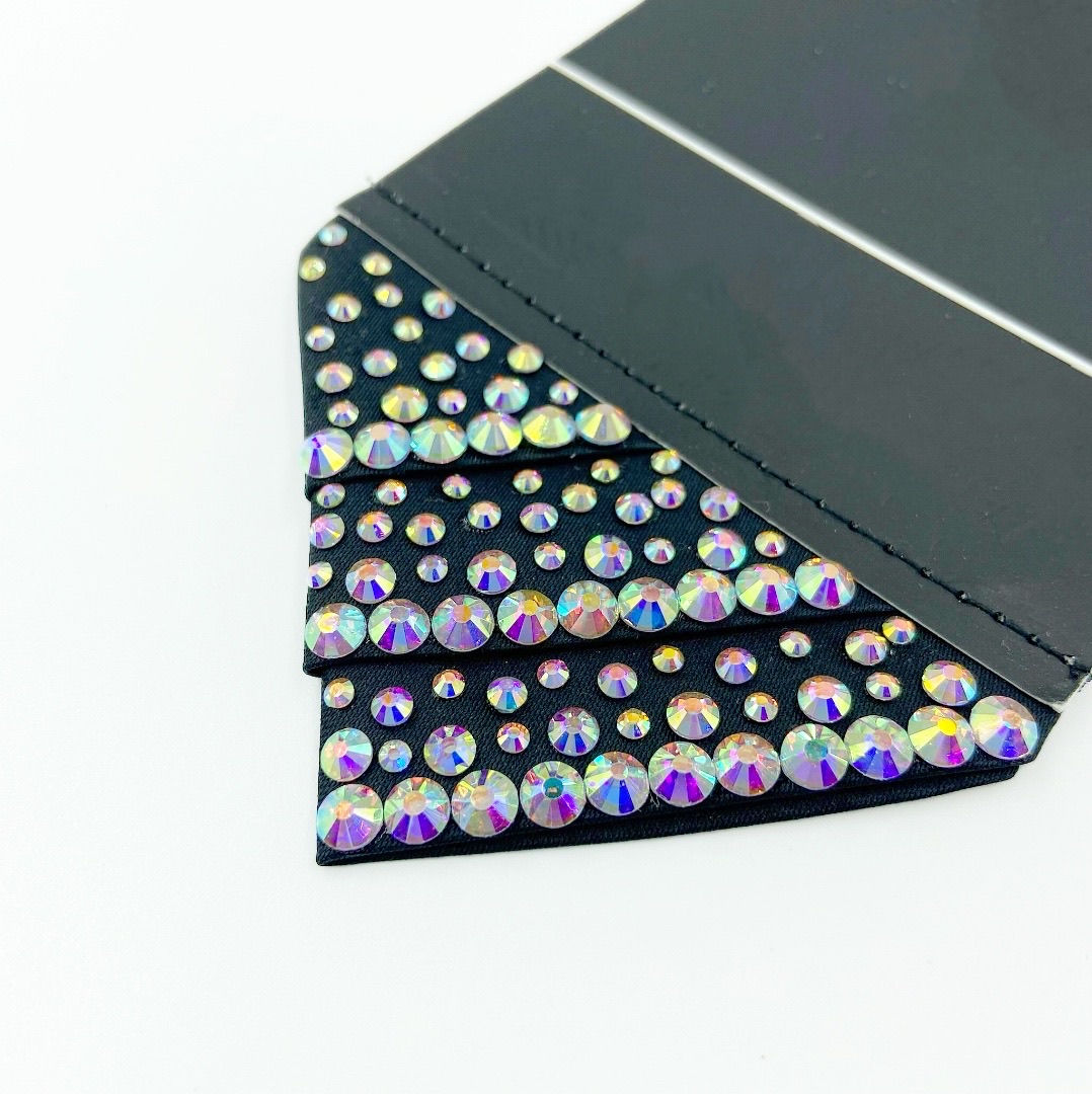 Black Pocket Square with AB Rhinestones