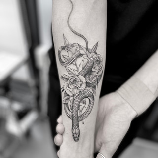 Snake rose tattoo