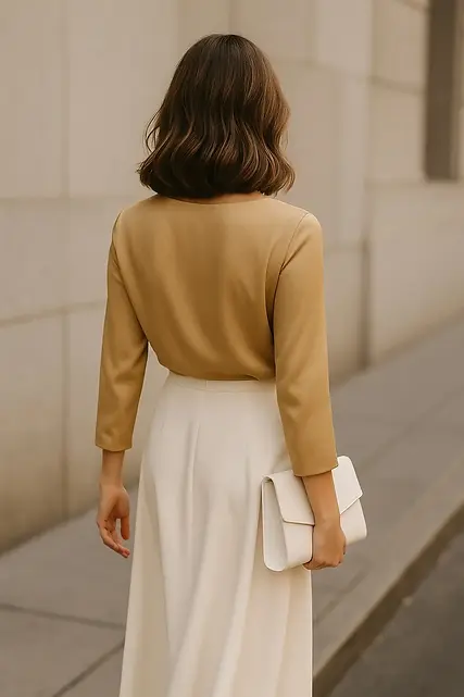 Mujer elegante caminando de espaldas, imagen de portada del blog Código Estilo de Xisca Bosch sobre estilo y asesoría de imagen