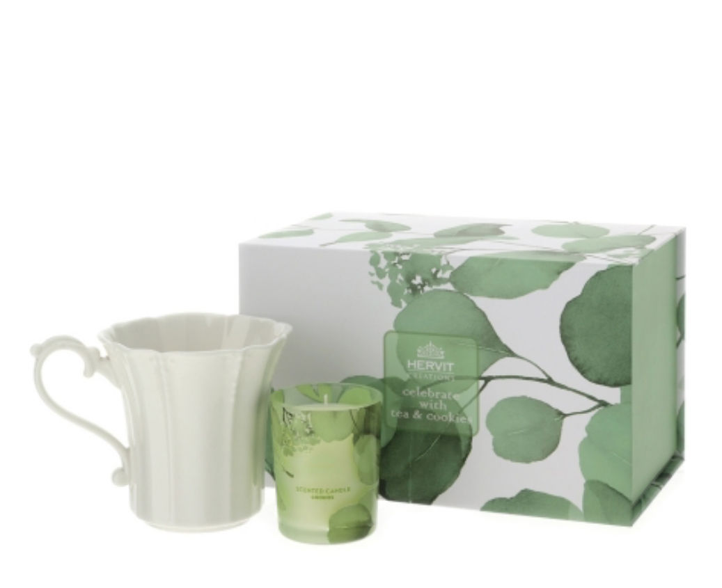 SET CANDELA 70 GR E MUG IN PORCELLANA 270 ML BOTANIC HERVIT