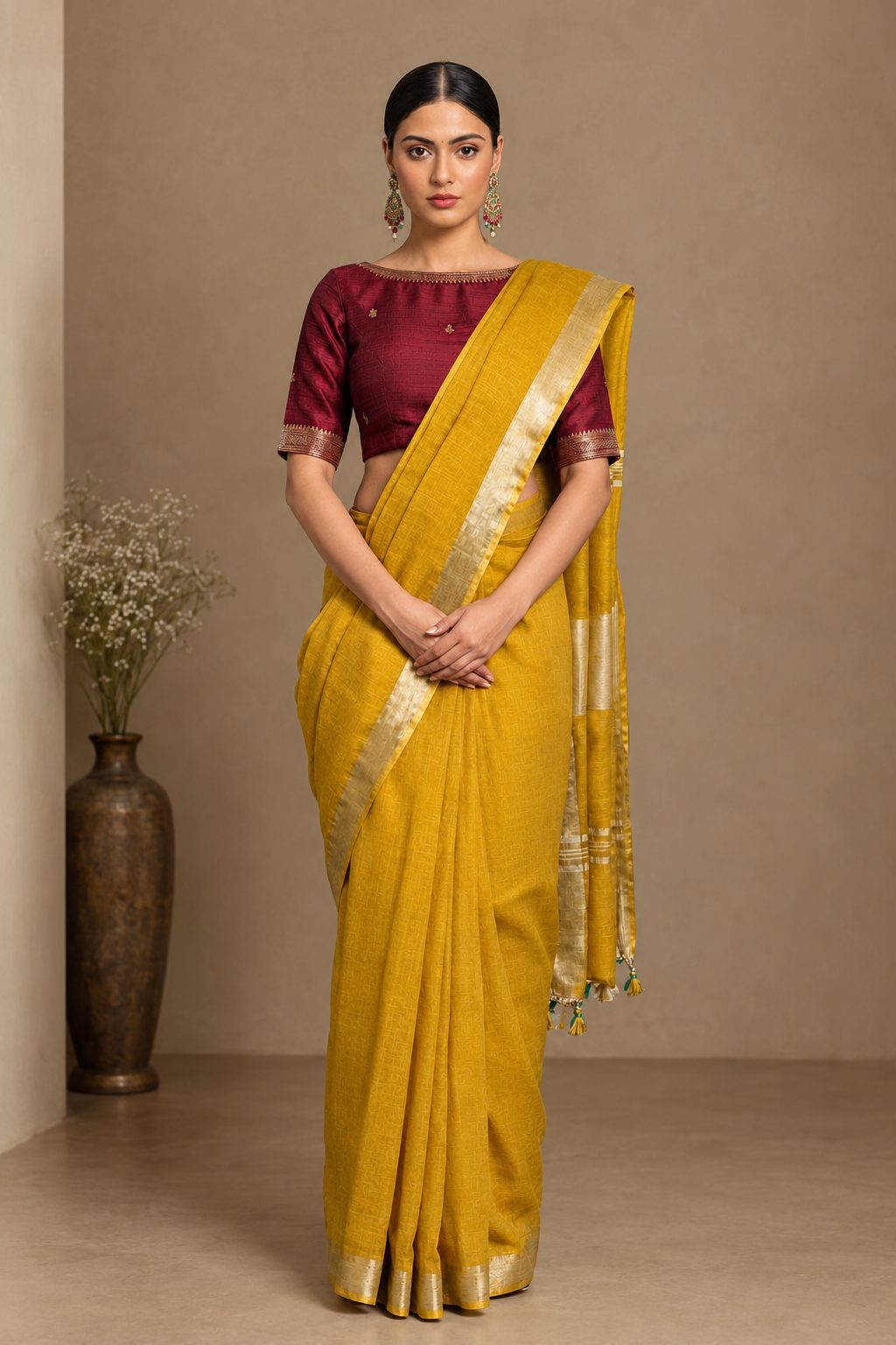 Sunflower Petal Soft Linen Saree