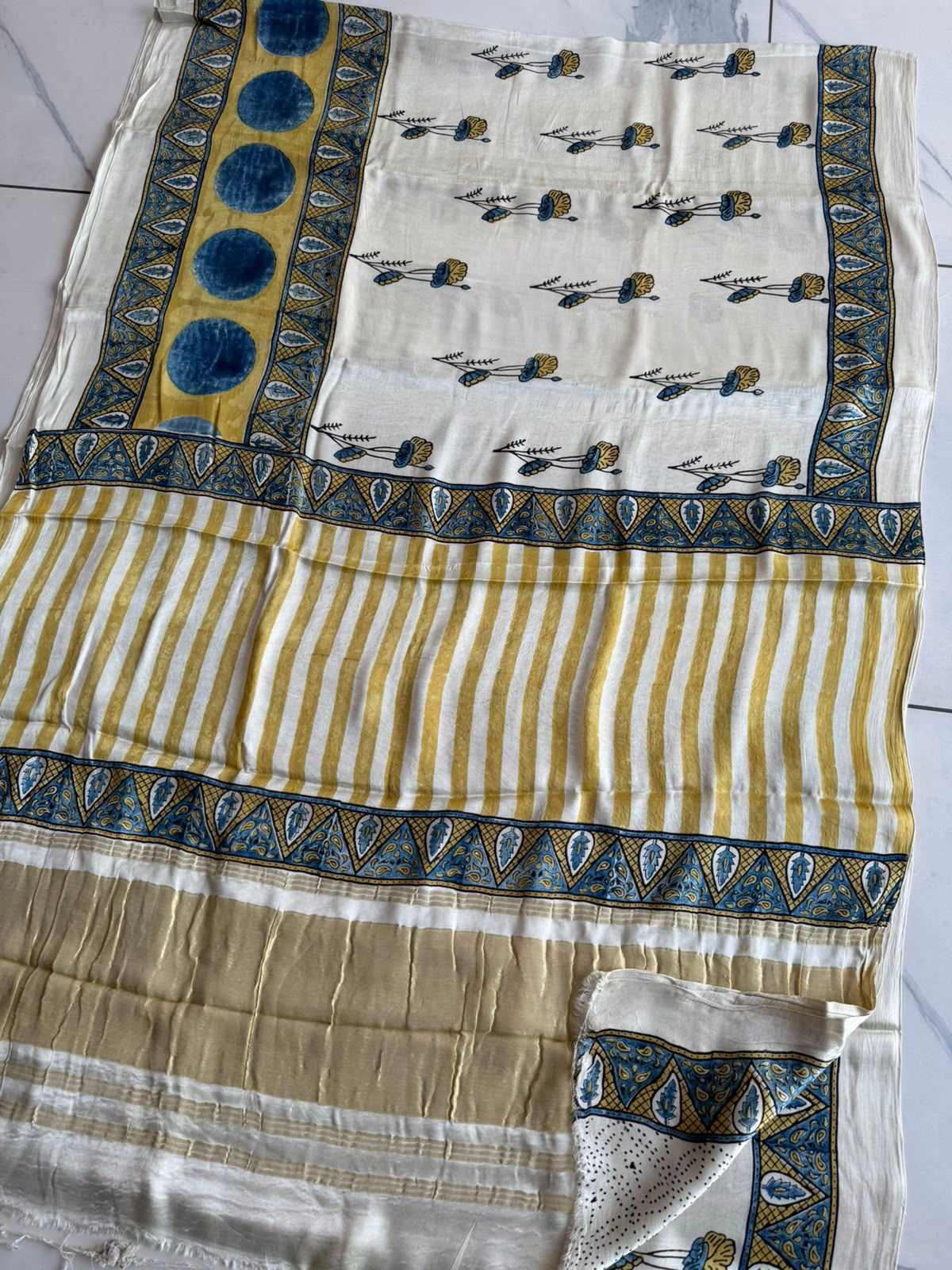 Ananta Handcrafted Vanaspati Ajrakh Modal Silk Saree