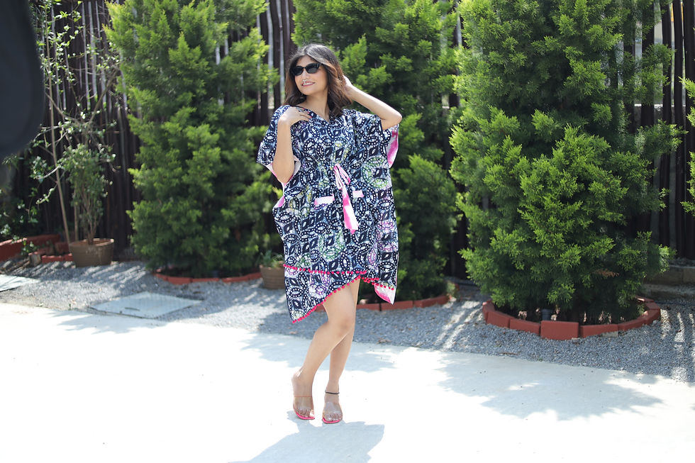 Thumbnail: 'Down to Earth' Wax Batik Hand Block Printed Kaftan