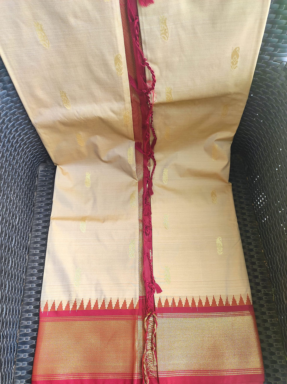 Thumbnail: Sudarshana Katan Kanjivaram Silk Saree with Ganga Jamuna border