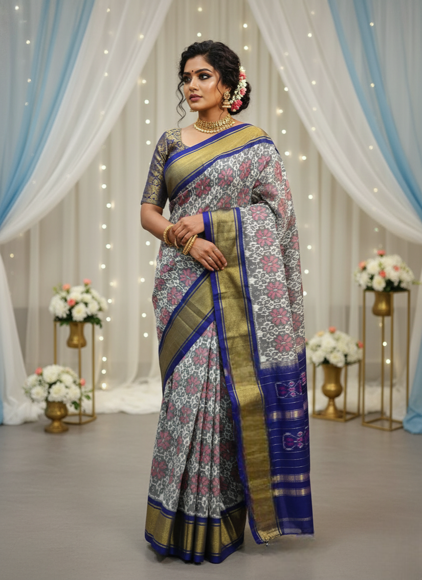 Queen’s Chronicle Handloom Pure Double Ikat Silk Saree