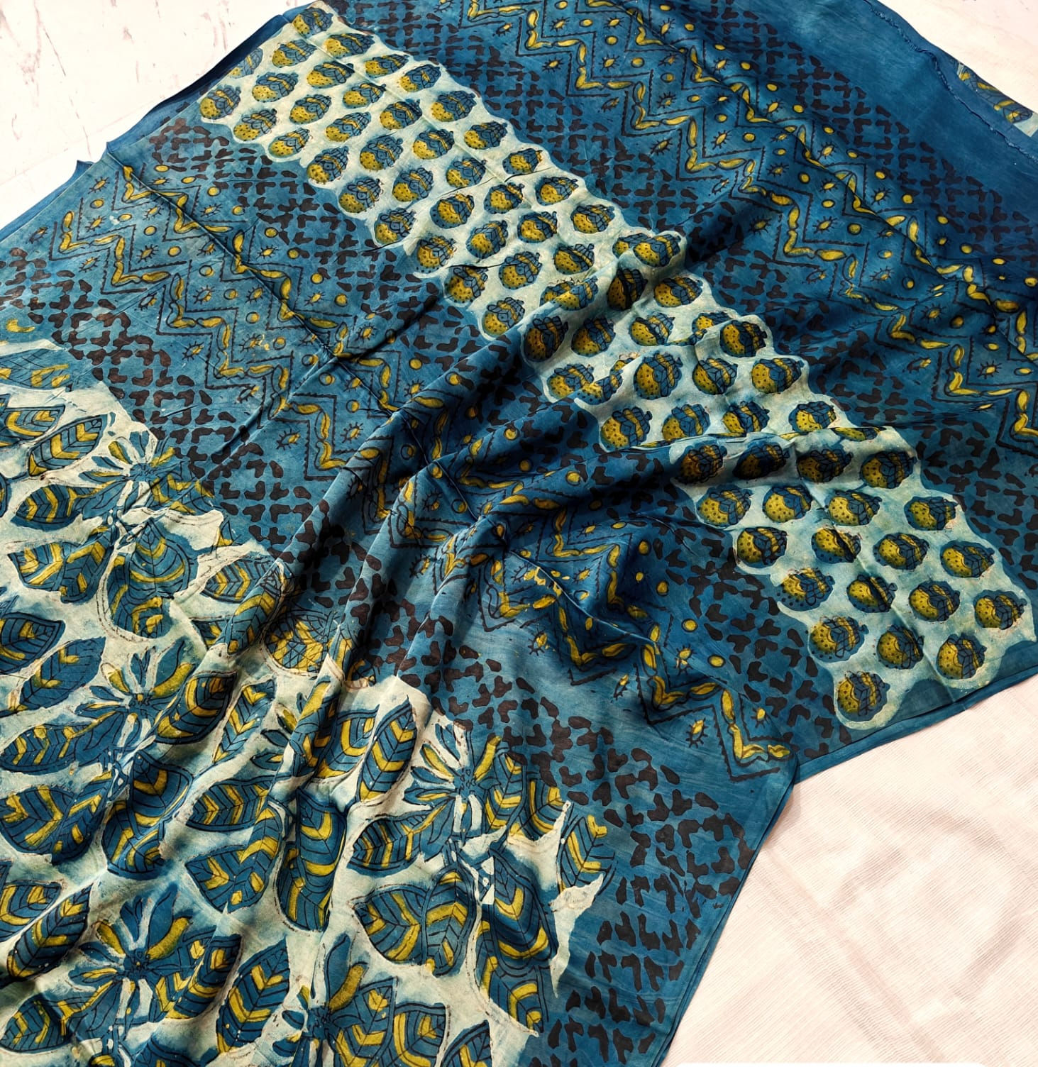 Kaari Handcrafted Vanaspati Ajrakh Modal Silk Saree