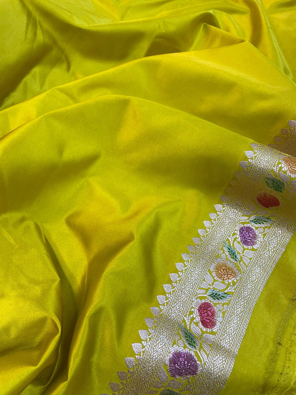 Thumbnail: Lime Serenity Banarasi Mashru Silk Saree