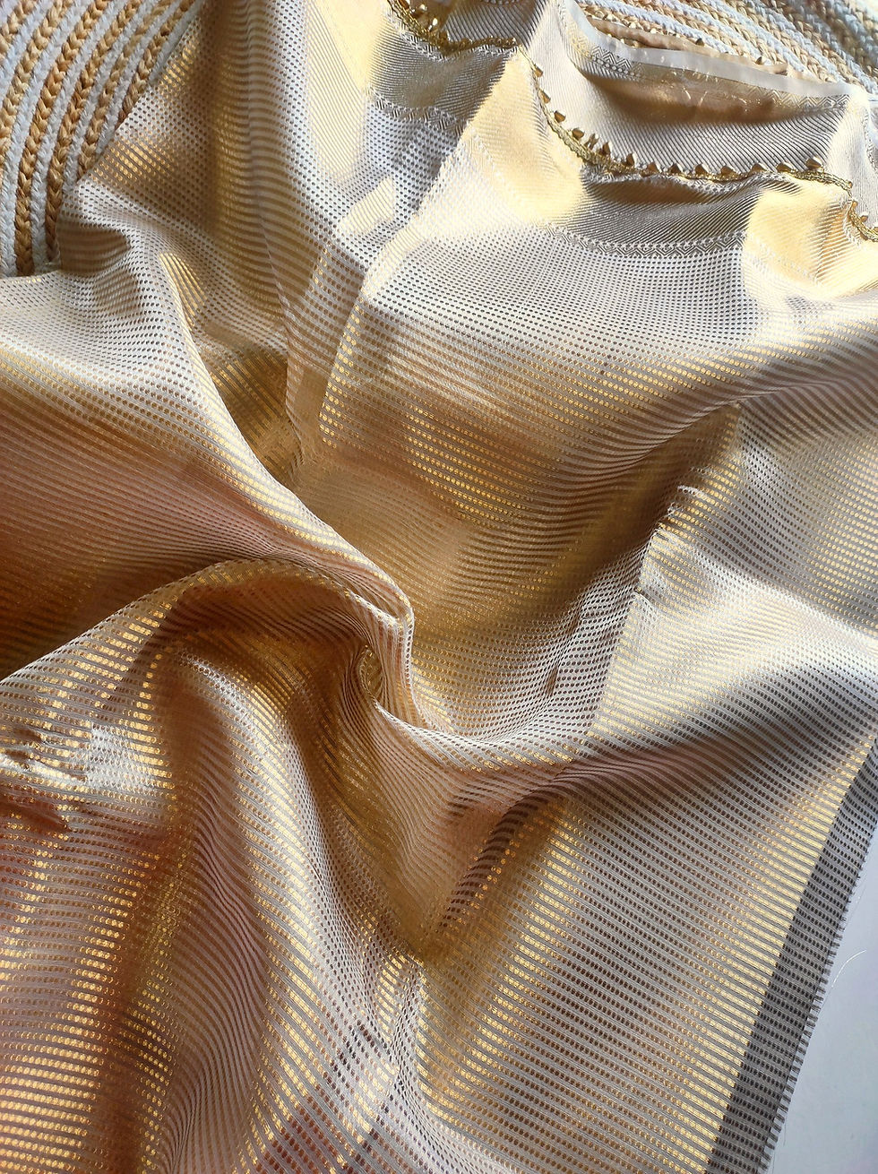 Thumbnail: Sunlit Rhapsody Golden Banarasi Tissue Silk Saree