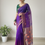 Thumbnail: Regal Orchid Pure Handwoven Resham Muslin Needle Jamdani Saree