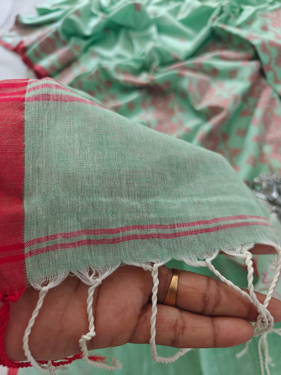 Thumbnail: Mint Queen Handloom Cotton Jamdani Saree