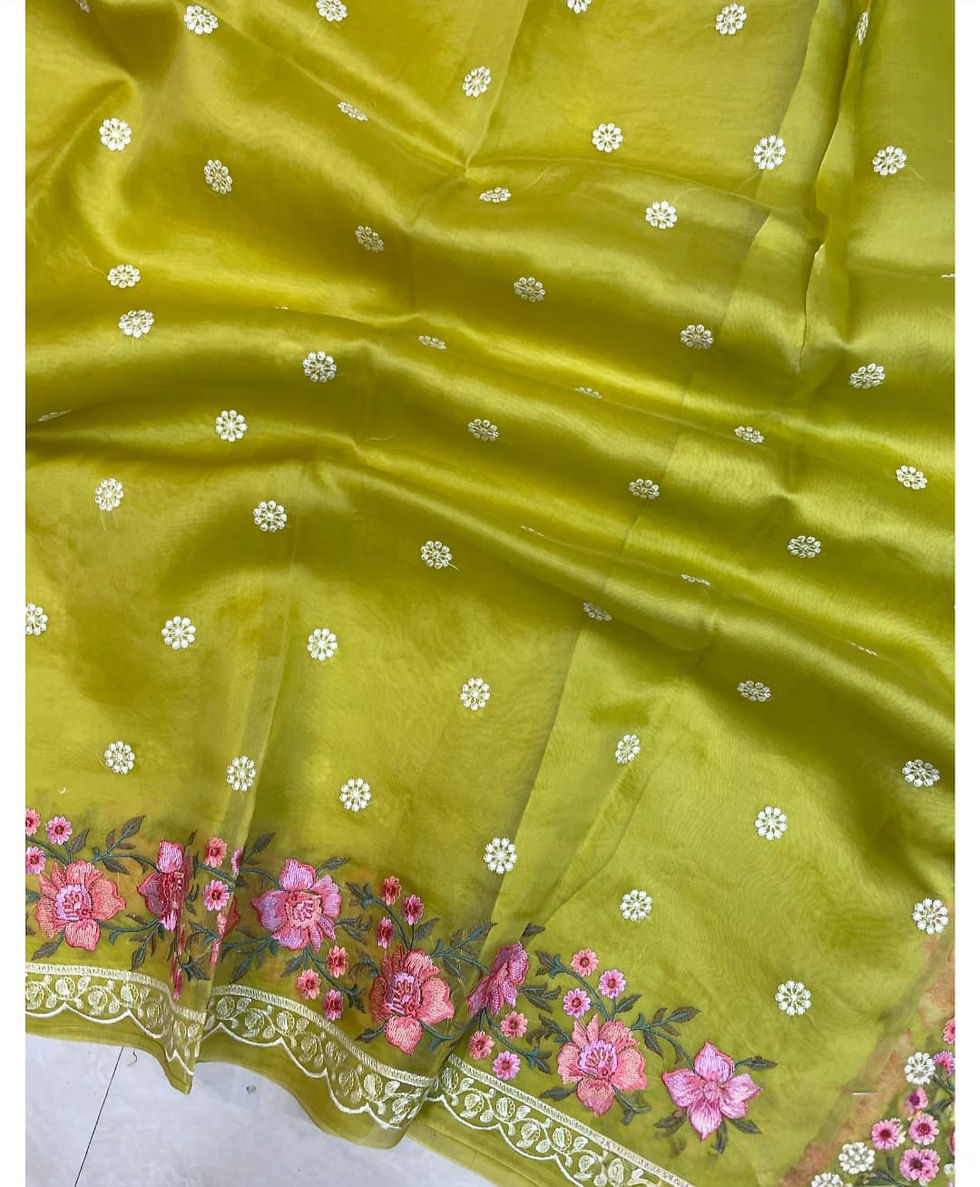 Thumbnail: Mint Muse Organza Embroidered Silk Saree