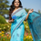 Thumbnail: Gulzar Blue Hand Block Printed Cotton Saree