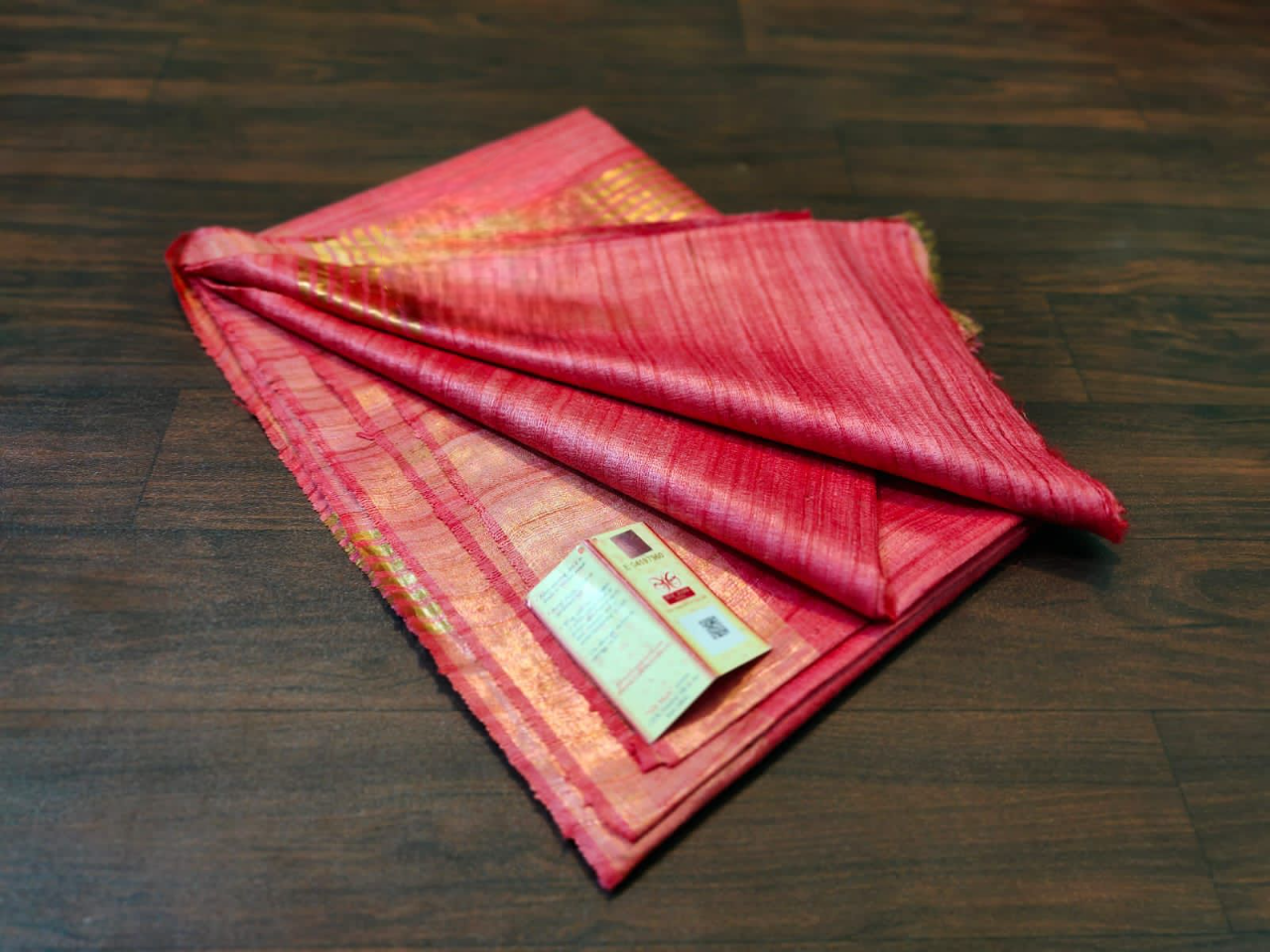 Rose Glow Handwoven Pure Tussar Ghicha Silk Saree