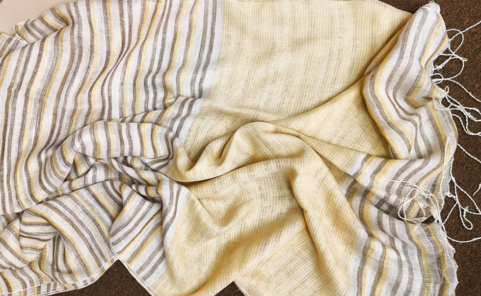 Thumbnail: Neutral Luxe Handwoven Pure Linen Saree