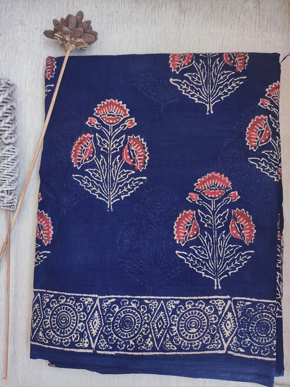 Vasundhara Ajrakh Hand Block Printed Cotton- 01