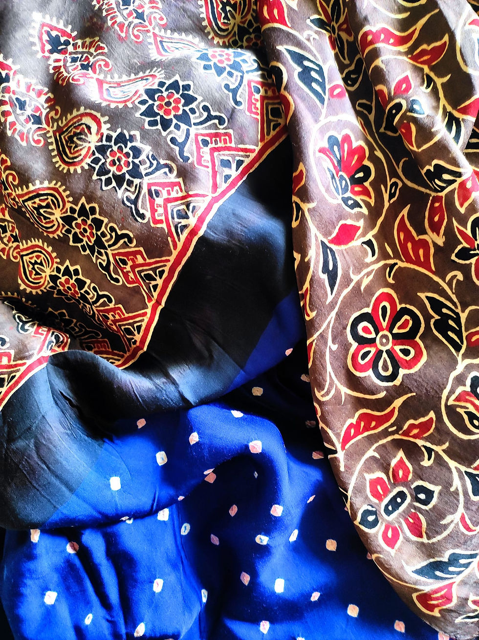Thumbnail: Iznaa Handcrafted Bandhej Ajrakh Modal Silk Saree
