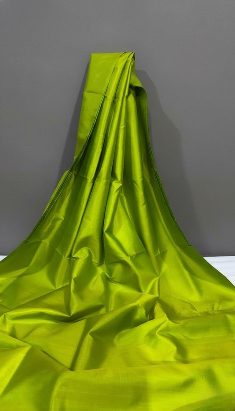 Thumbnail: Whispering Leaves Handwoven Pure Bishnupuri Katan Silk Saree