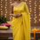 Thumbnail: Lemon Veil Handwoven Pure Muslin Silk Sequins Zari Border Saree