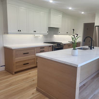 modern kitchen, white oak base cabinets, Waterdown custom cabinets