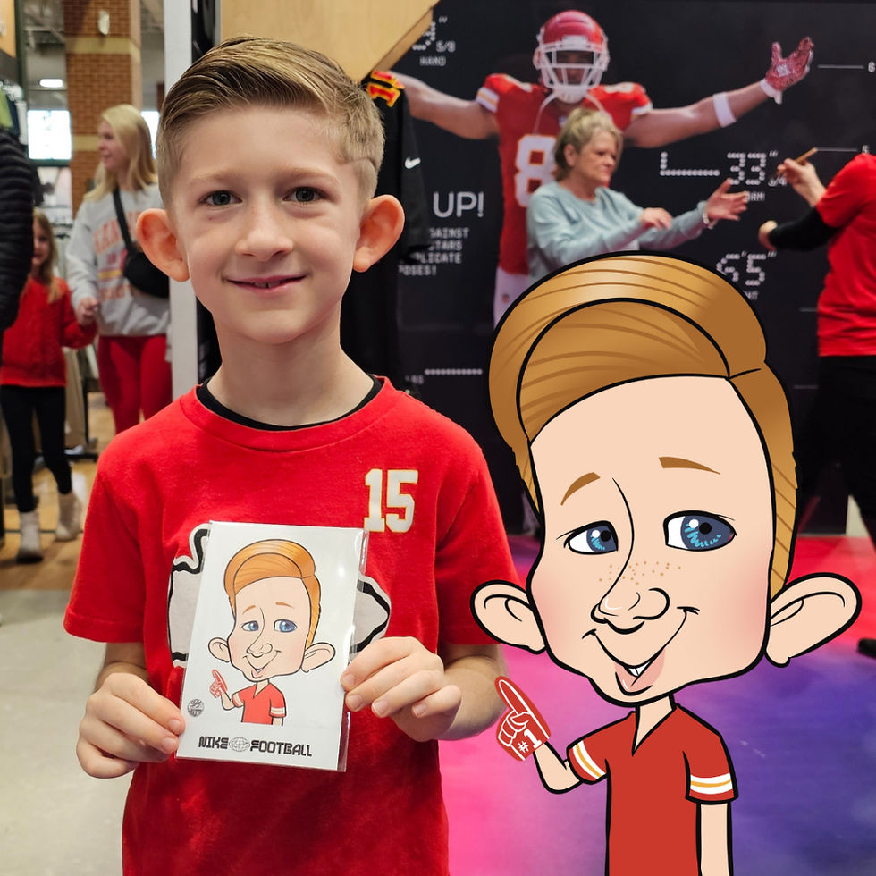Digital Caricature drawn live in 6 minutes at a football event by Caricatures by Marietta