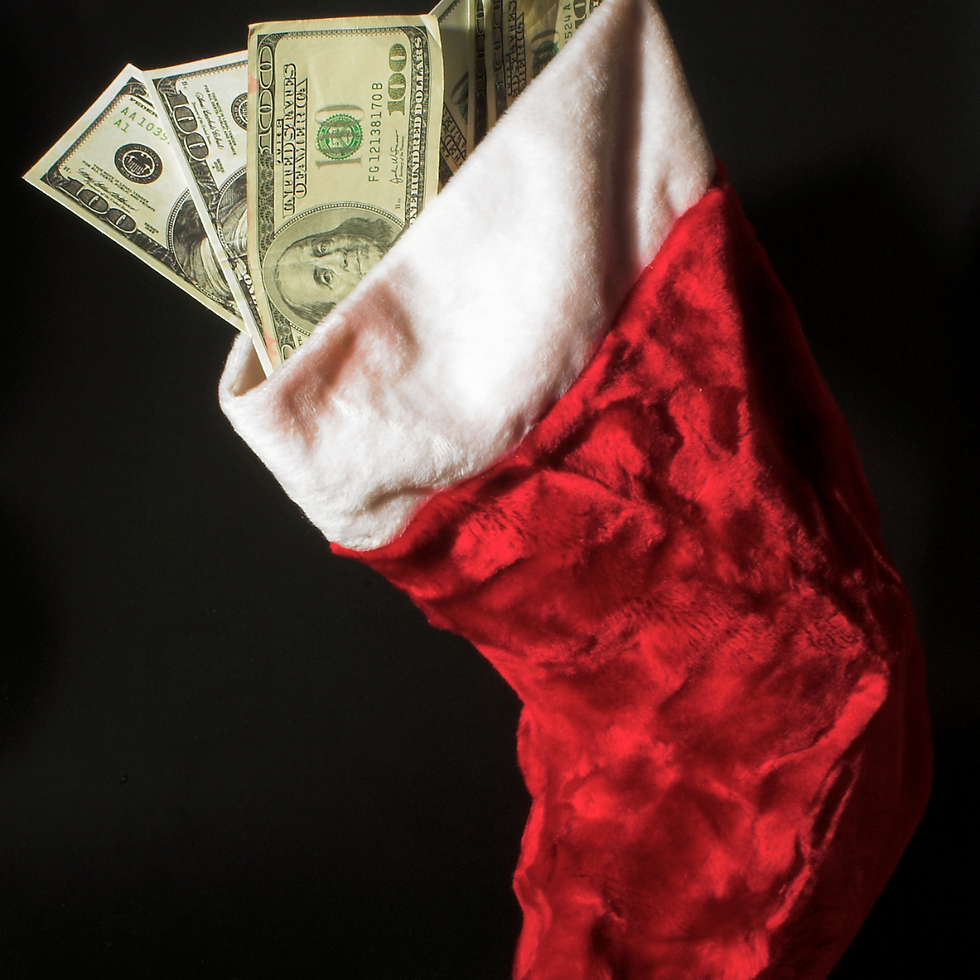 A stocking full of cash
