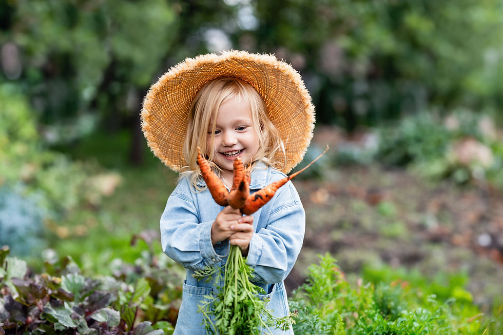 ECE girl harvesting carrots