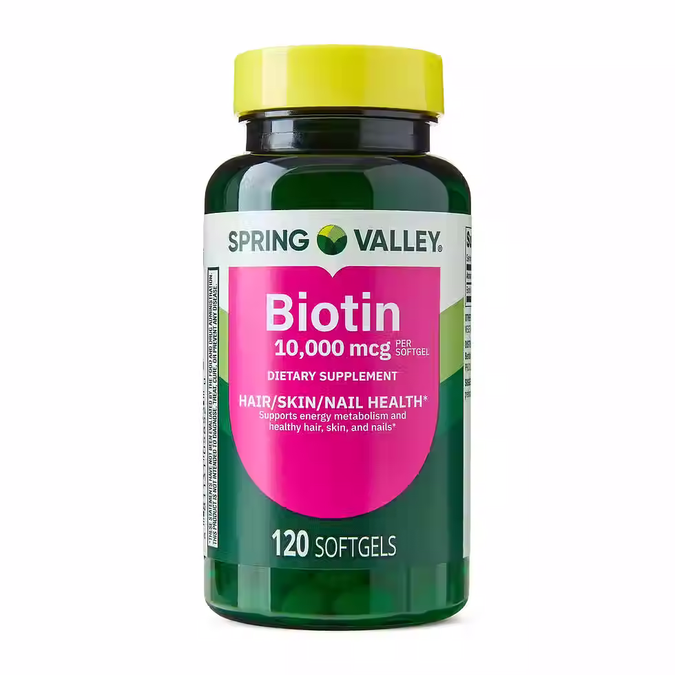 Spring Valley Biotin Dietary Supplement Softgels for Hair/Skin/Nails Health, 10,