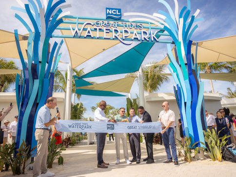 NCL Cuts Ribbon on Official Opening of 'Great Tides Waterpark' on Great Stirrup Cay