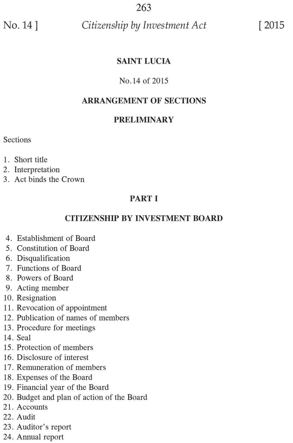 Citizenship by Investment Act Saint Lucia No. 14 of 2015