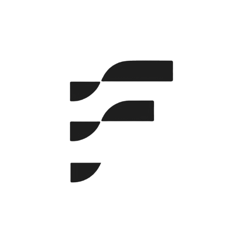 Abstract letter F logo on a black background
