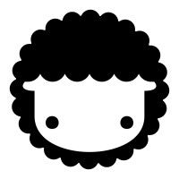 Stylized sheep head icon with curly black wool